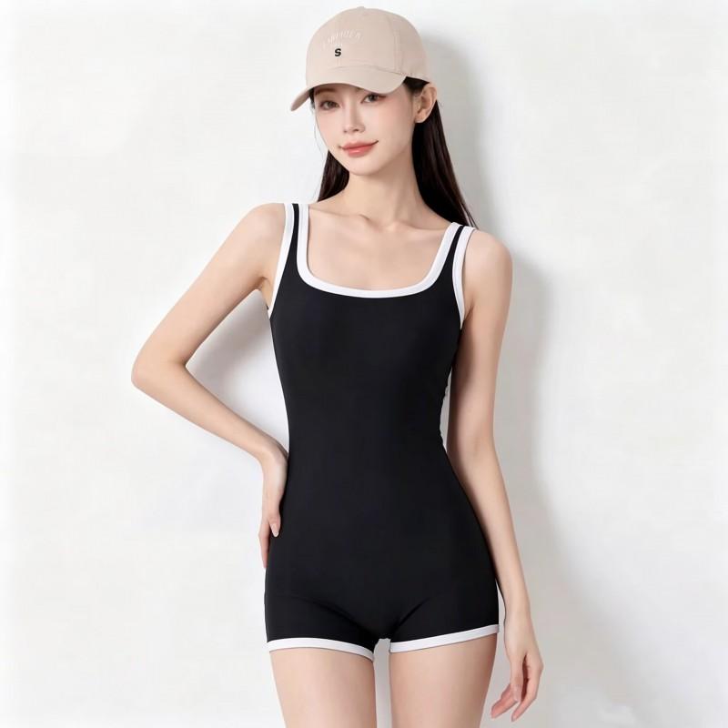 Womens One-Piece Swimsuit Beginners Conservative Slim Bathing Suit Swimming Pool Hot