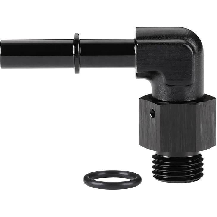 6AN -6 ORB Male To 3/8" SAE Quick Disconnect Connect Male Push On 90 Degree EFI Fuel Fitting Adapter Aluminum Black