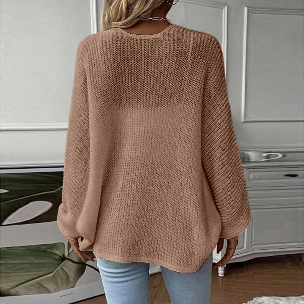 Women's Color V-Neck Long Sleeve Cardigan Sweater