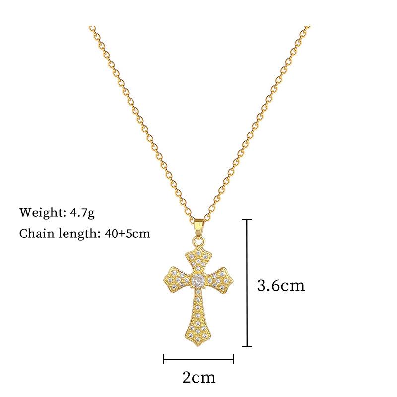 Stainless Steel Chain Luxury Zircon Cross Pendant Necklace for Women Men Trendy Cross Jewelry Gifts