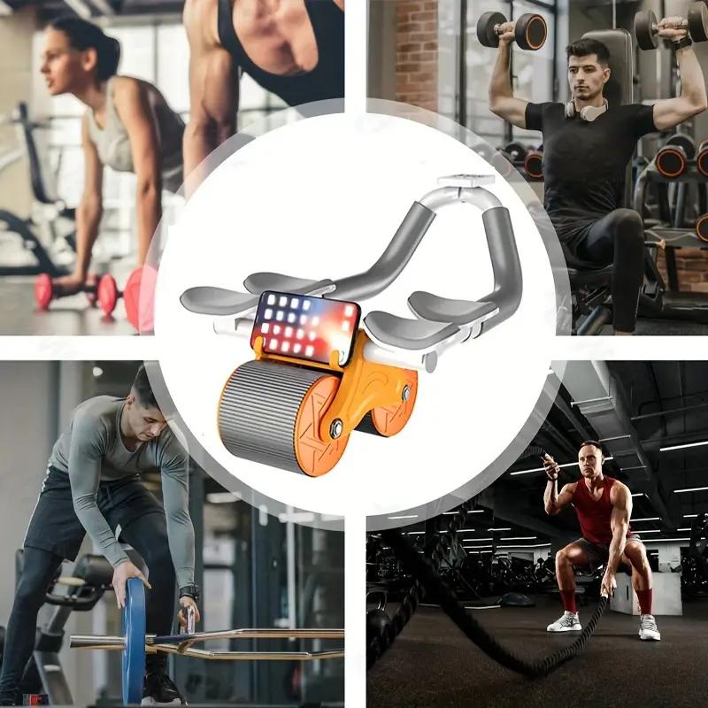 Roue Abdominale à Rebond Automatique – Avec Support De Coude, Minuterie, Double Roue, Capacité 150 Kg, Pour Fitness Maison Et Salle