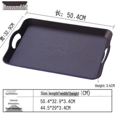 Plastic Wood Grain Serving Tray with Handle