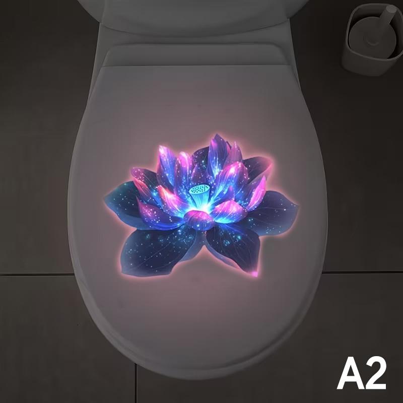 Glow-in-the-Dark Flower Toilet Sticker Home Decor Stickers Self-Adhesive Removable Bathroom Decal Lotus Mandala Wall Sticker