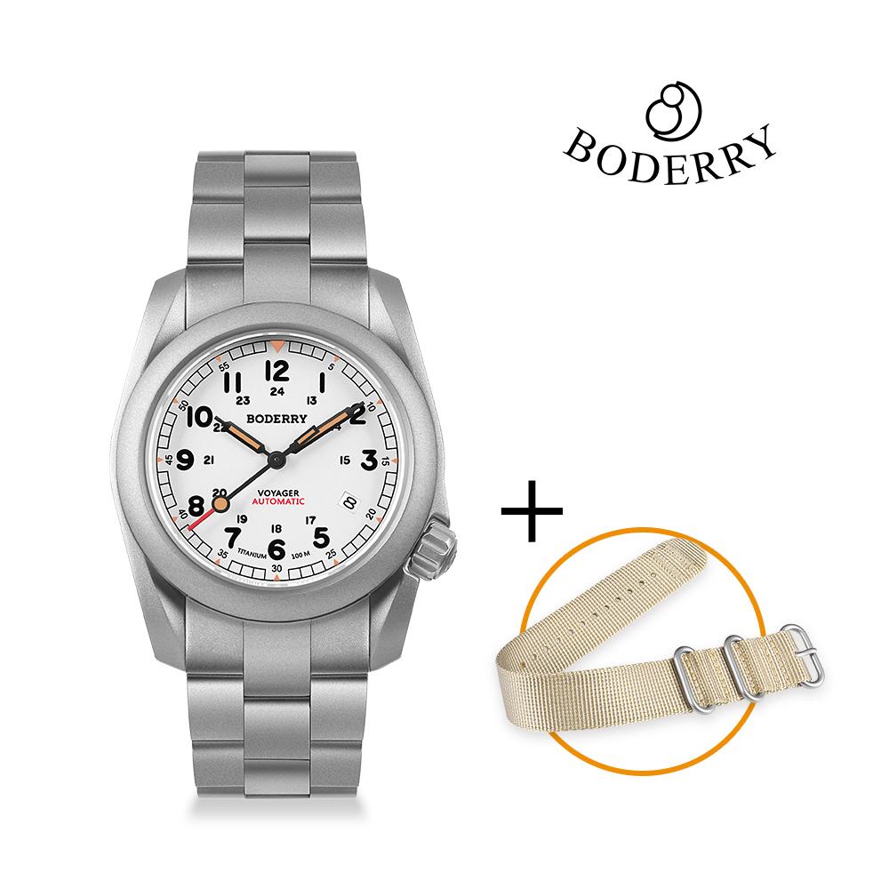 Boderry VOYAGER Field Watches Bronze Case Automatic For TMI NH35 Watch 100M Waterproof Clock Military Vintage Wristwatch Mens