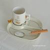 Cute Ceramic Plate Breakfast Plate Divided Fat Reduction Salad Quantitative Plate One Person Meal  Coffee