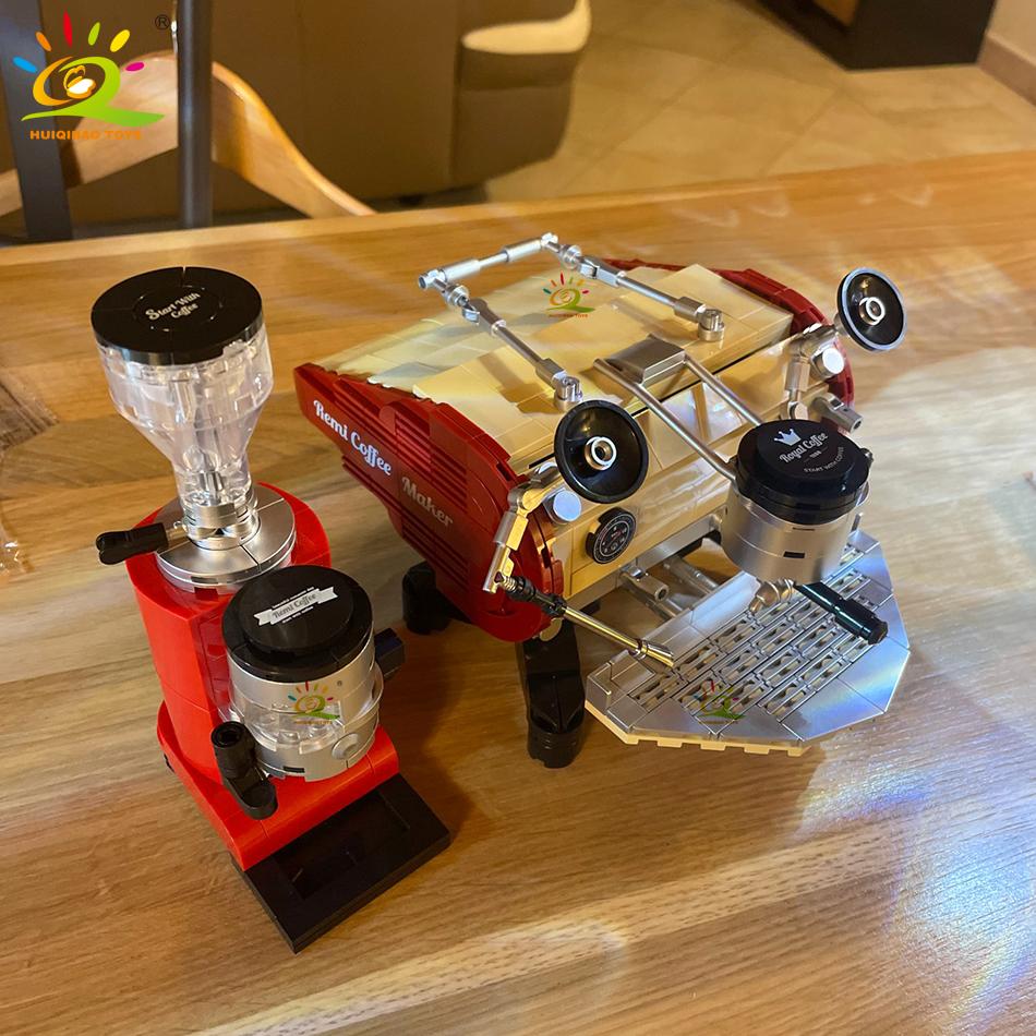 Non-Toxic Moc Coffee Machine Model Building Blocks Ornaments City Construction Bricks Set Children Toys For Kids Friend Game Gift