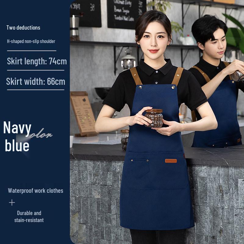 Waterproof Logo Printed Canvas Apron for Women - Perfect for Milk Tea and Coffee Shop Workers