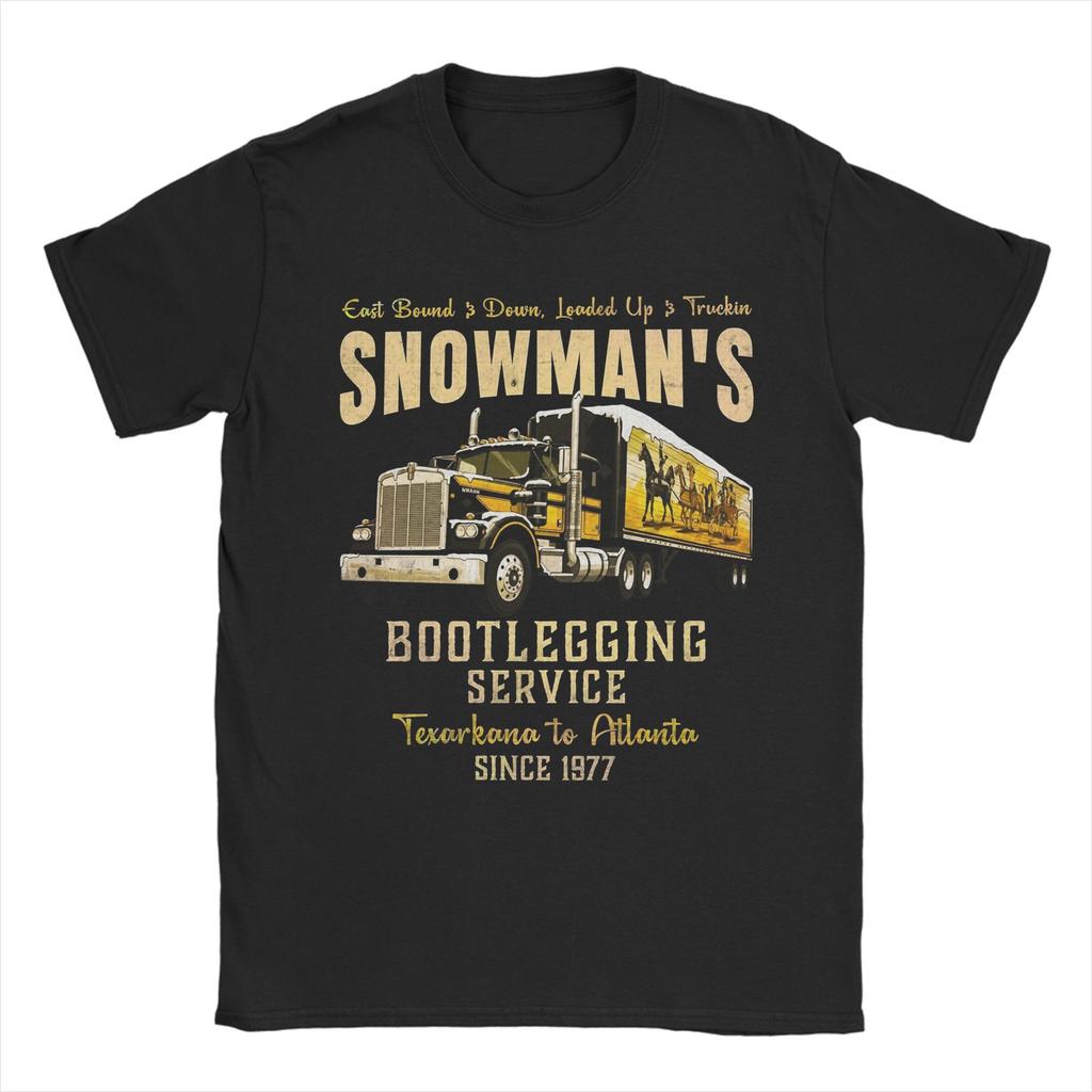Mens TShirt Snowmans Bootlegging Service Smokey and the Bandit Casual Pure Cotton Tees T Shirt O Neck Clothes Summer