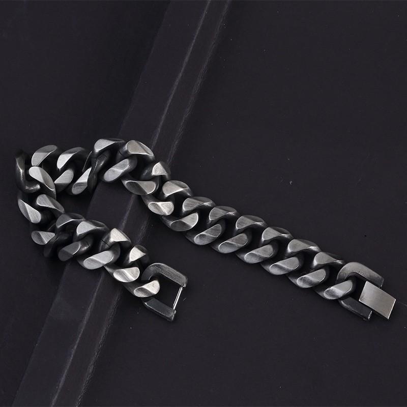 Mens Titanium Steel Vintage Geometric Bracelet Retro Minimalist Hip Hop Biker Style Wristband Daily Wear