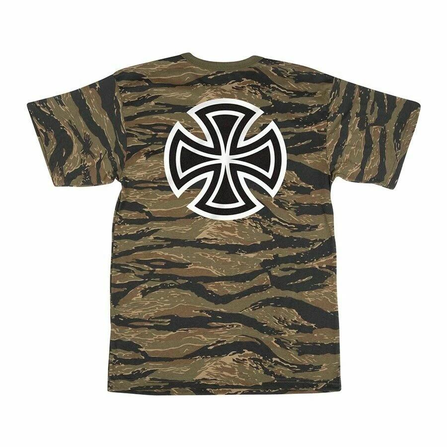 Independent Trucks BAR AND CROSS Skateboard T Shirt TIGER CAMO S