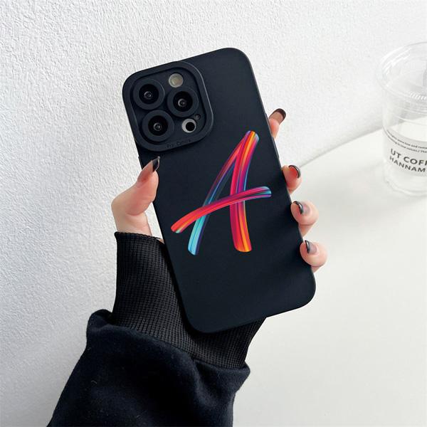 

Цвета Аврора Буква Имени Чехол для Телефона Для iPhone 14 Pro Max 12 13 11 XR XS 7 8 Plus SE20 Ретро Черный Мягкий ТПУ Задняя Крышка iphone14 (6.1 )
