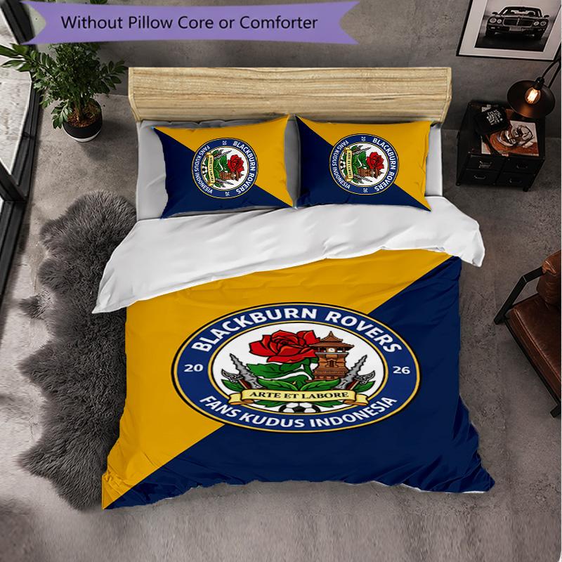 Set Biancheria da Letto Calcio Blackburn Rovers 3 Pezzi Morbido Copripiumino con Federe Set Decorazione Camera da Letto per la Casa