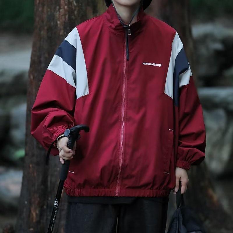 

Мужская куртка для активного отдыха в японском стиле с цветными блоками и воротником-стойкой — ретро, модная и свободная. XL