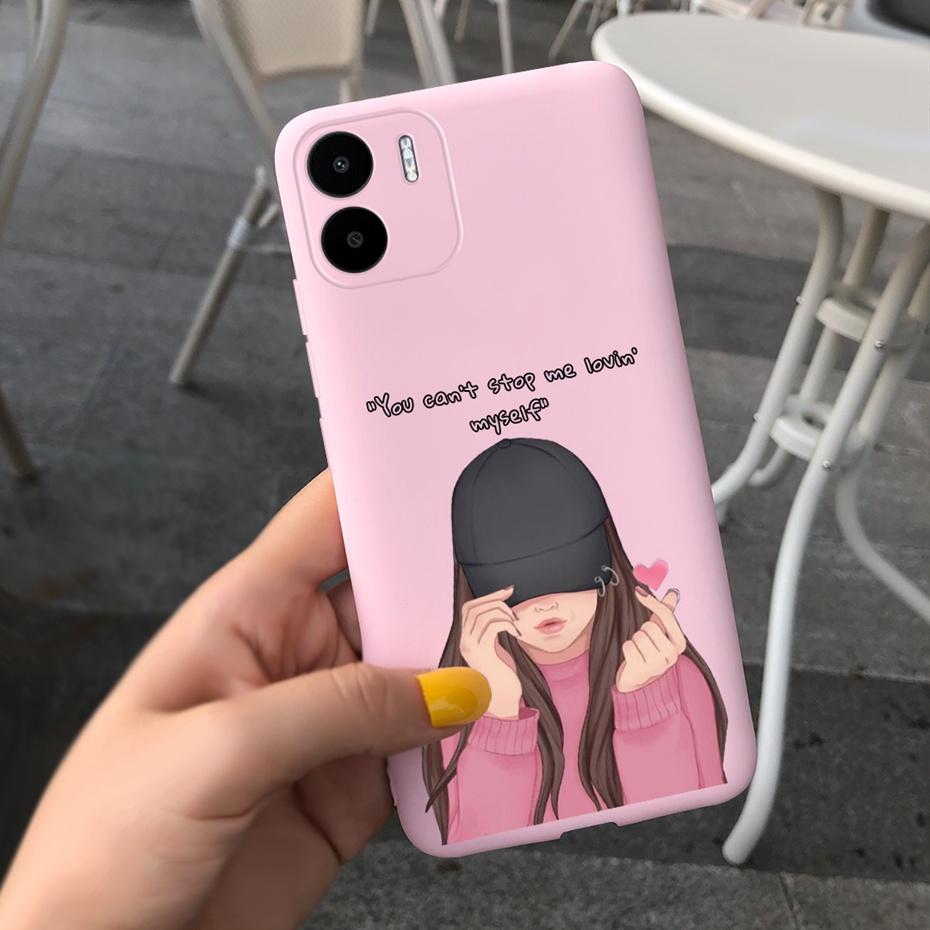 For Xiaomi Redmi A1 Case Redmi A1 Plus Beautiful Girl Flower Phone Case For RedmiA1 A 1 A1+ Candy Color Soft Silcone Back Cover
