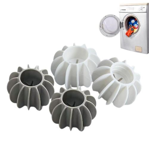 ozgram Gear-Shaped Laundry Balls, Large, 4-Pack (2 White, 2 Gray), Washing and Drying Balls, Anti-Tangle, Reusable, Wrinkle-Free, Drum-Type, TPR Mater