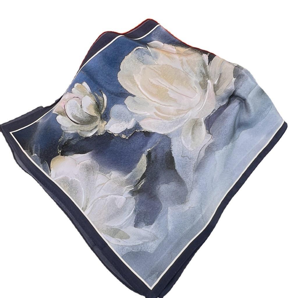 New! Silk Silk Double Crepe Spring And Summer Lotus Flower Language Long Silk Scarf Female Mulberry Silk Streamer Scarf