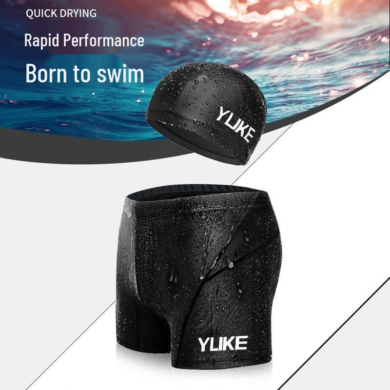 YuKe Men s Quick-Dry Sharkskin Swim Trunks Plus Size, Waterproof Lace-Up Shorts 2XL (57-70 kg)