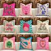 Boho Nordic Sun Palm Leopard Cushion Cover, Double Sided Soft Polyester Print for Sofa Bedroom Living Room Decor Gift