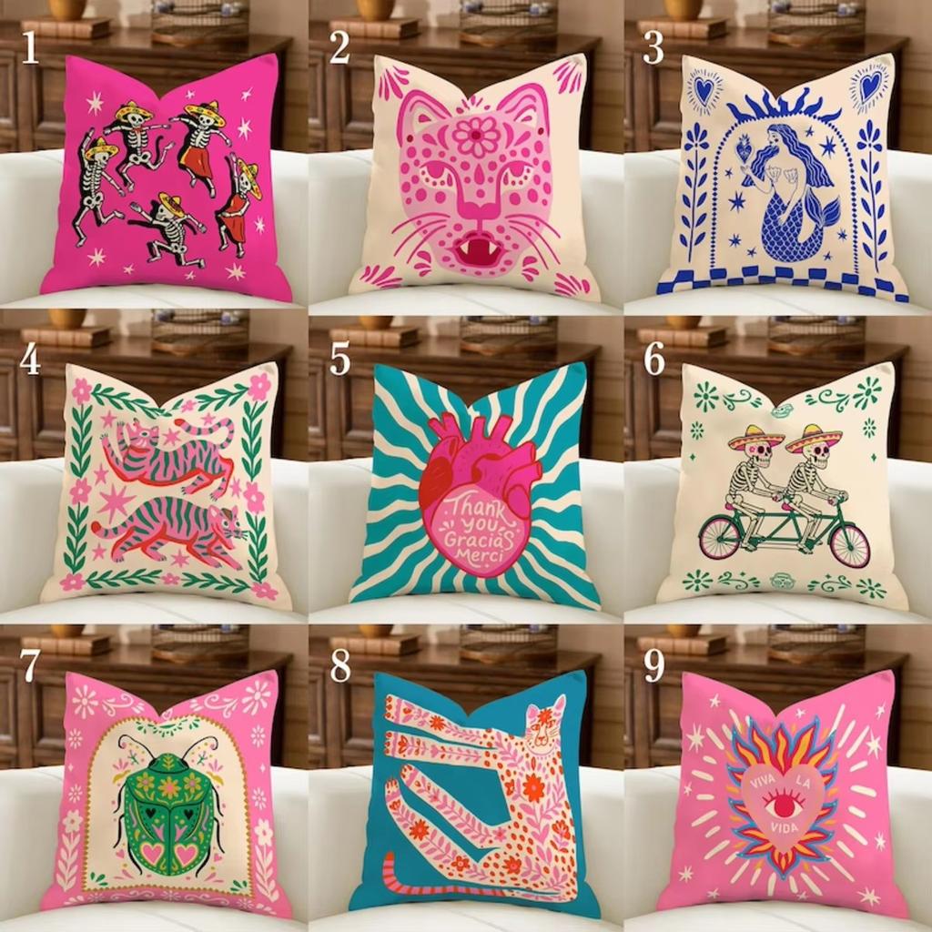 Boho Nordic Sun Palm Leopard Cushion Cover, Double Sided Soft Polyester Print for Sofa Bedroom Living Room Decor Gift