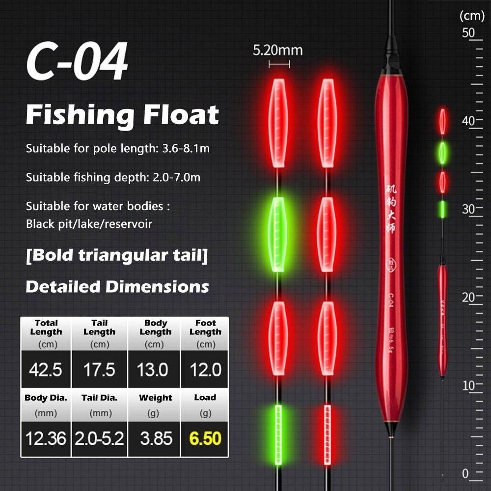 Indicator Electronic Fishing Float Long Tail Slip Drift Tube Light Float 4 Light Buoy Strike Bobbers Buoy Night Fishing
