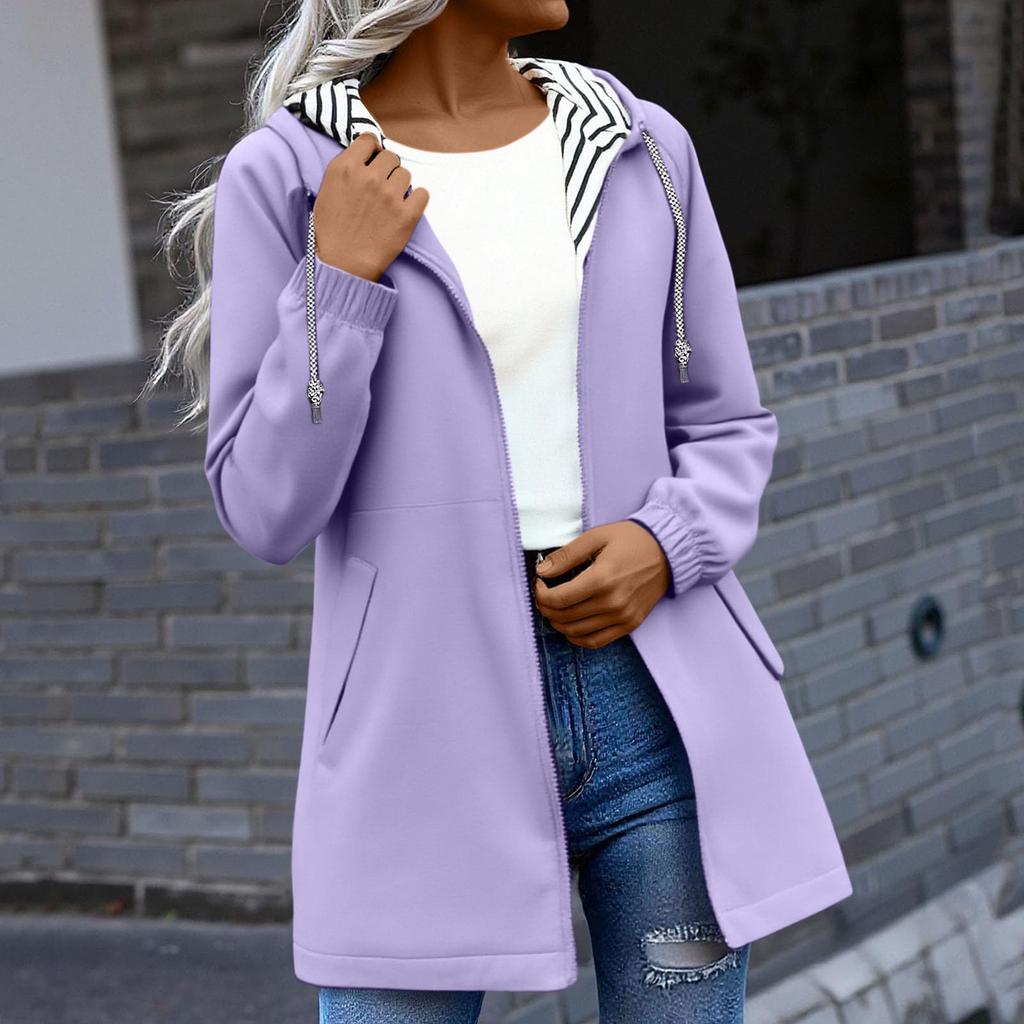 Womens Lightweight Hooded Jacket Long Sleeve Outdoor Waterproof Running Sports Windbreaker Coat