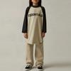 Fear of God Essentials Kids Baseball T-Shirt Wheat SS22 Letter Flocked Logo Round Neck Pullover Long Sleeve T-Shirt Kids Tops FOG-SS22-999