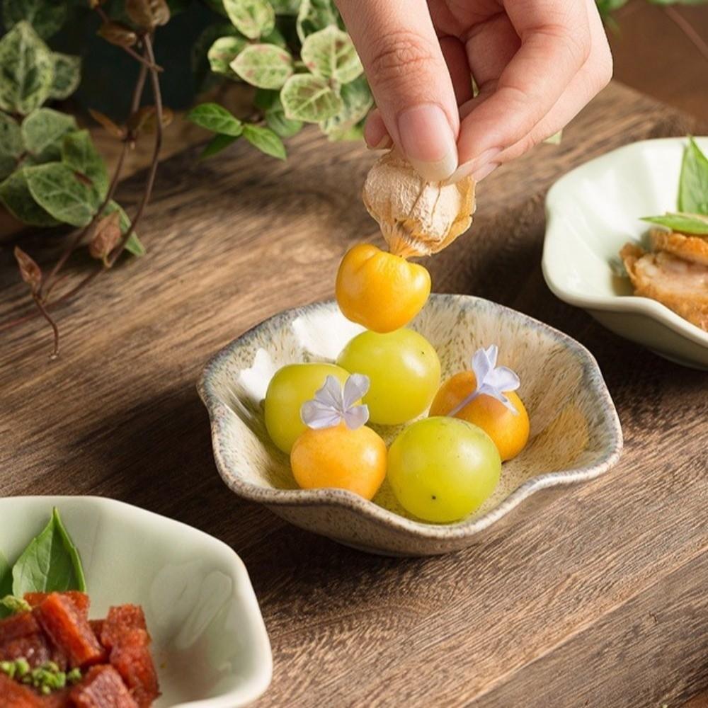Japanese Style Ceramic Dipping Dish Retro Sauce Dish Decorative Dessert Plate Party