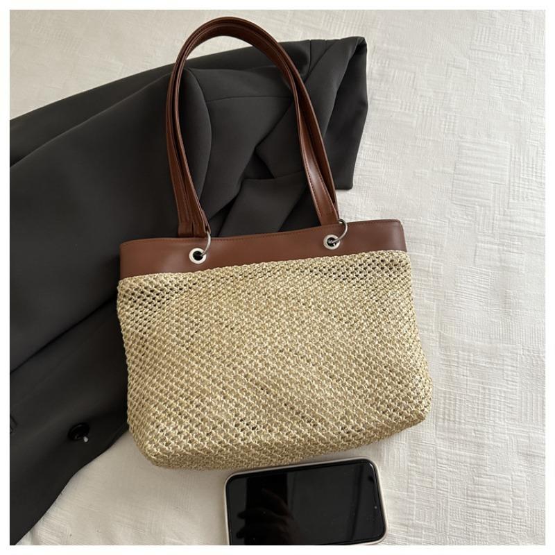 Retro straw bag handbag women's vacation beach style casual versatile niche shoulder bag