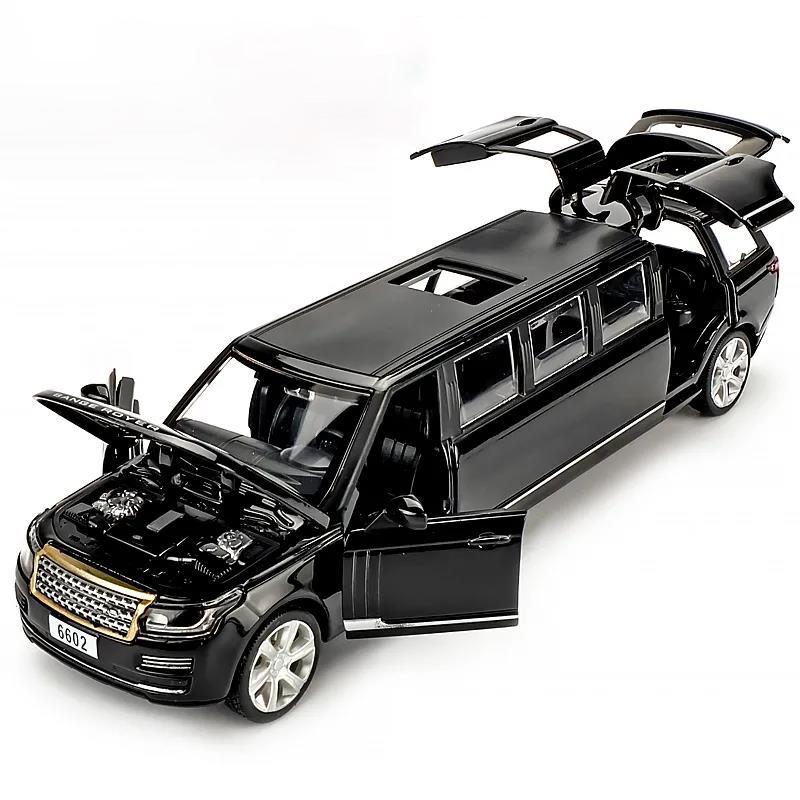 1:32 Rover Range rover Allungata Lega Limousine Metallo Diecast Modello Auto Pull Back Lampeggiante Musicale Giocattolo per Bambini Veicoli Regalo