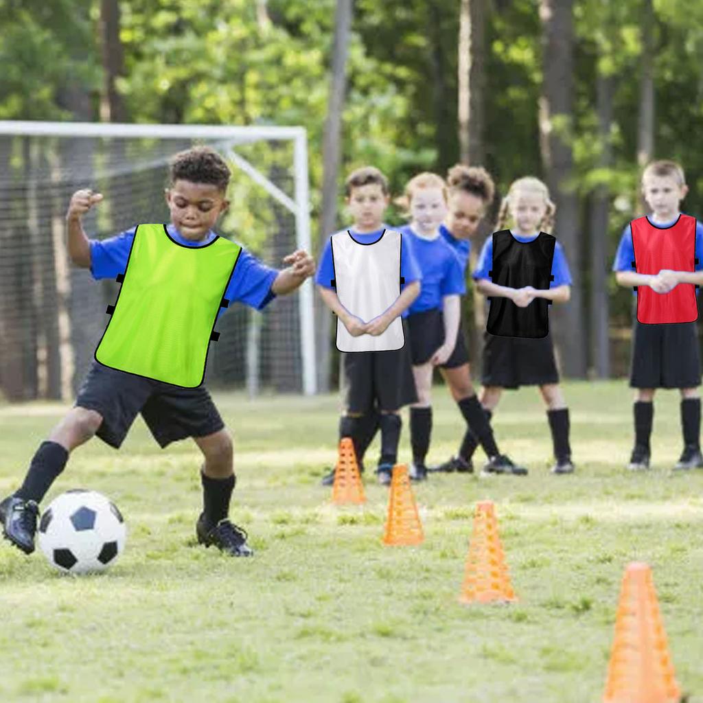 Scrimmage Training Vest Mercerized Cotton Team Training Practice Vest for Outdoor Sports Soccer Football Basketball Volleyball Fluorescent Green Kid