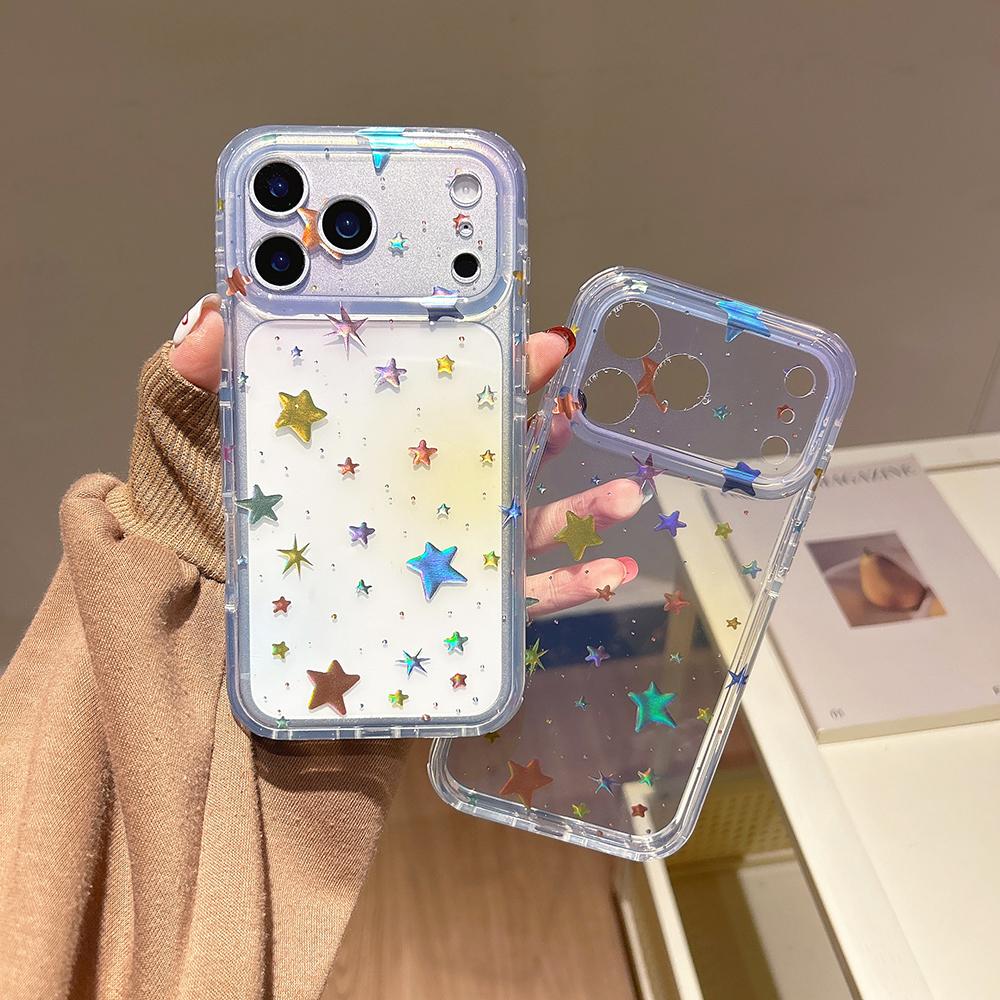 For Iphone 17 17pro 17Promax Laser Star Pattern Glitter Phone Case for IPhone 14 15 16 Pro Max Shockproof Protective Clear Cover