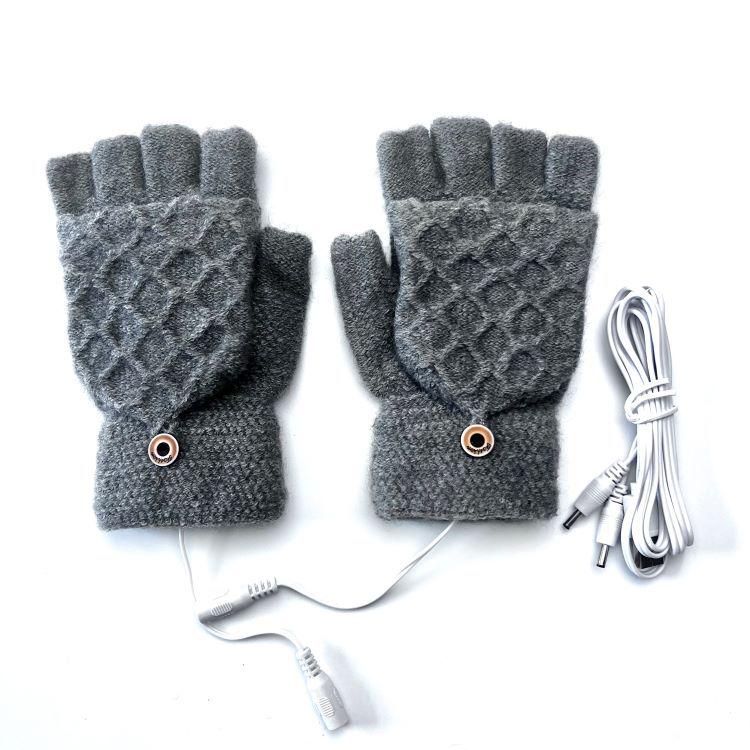 USB-Beheizte Halbfinger-Winterhandschuhe für Herren