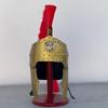 Engraved Roman Centurion Helmet with Red Plume, Display Stand