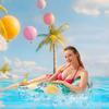 3 Pack Inflatable Pool Floats for Adults Pool Chairs with Two Cup Holders Comfortable Blow up Floating Lake Water Fun Swimming Party