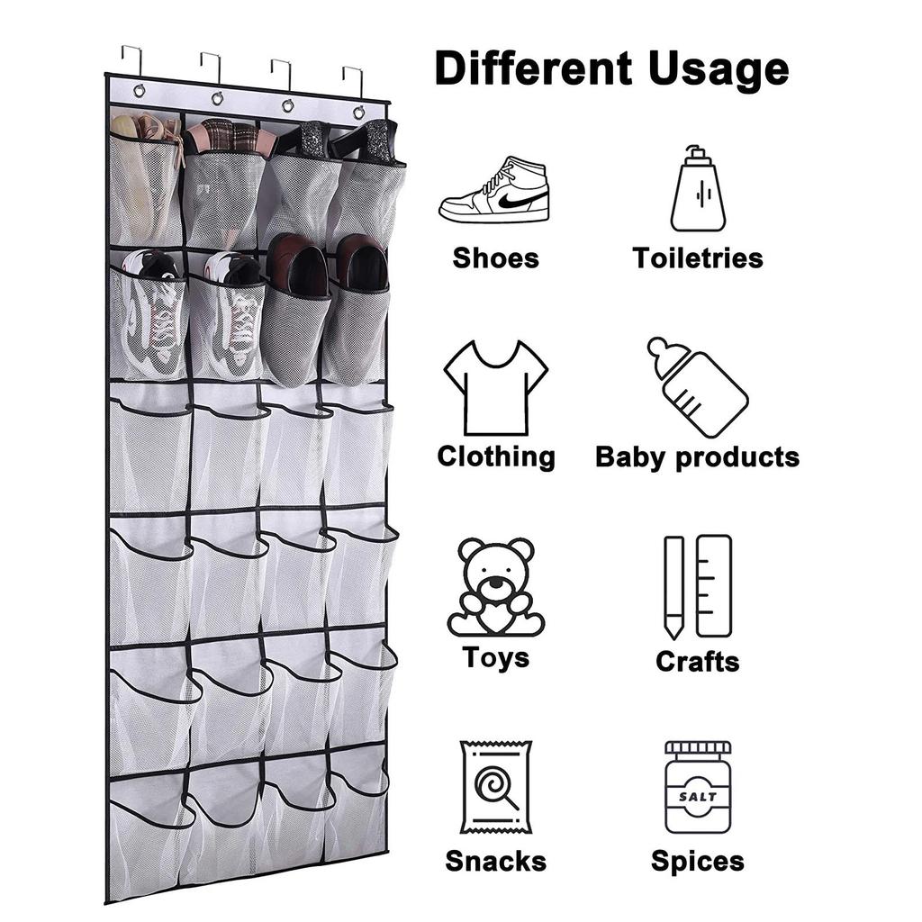 24pocket Hanging shoe rack organizer Over the Door Shoe Organizer Large Breathable Mesh Pockets slippers organizer shoe storage