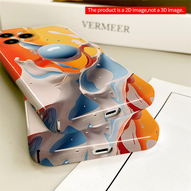 2DFlat Vibrant Splash Sphere Art Phone Case All inclusive film hard iPhone case, compatible with iPhone 18 Pro Max 17 16 15 14 13 12 11