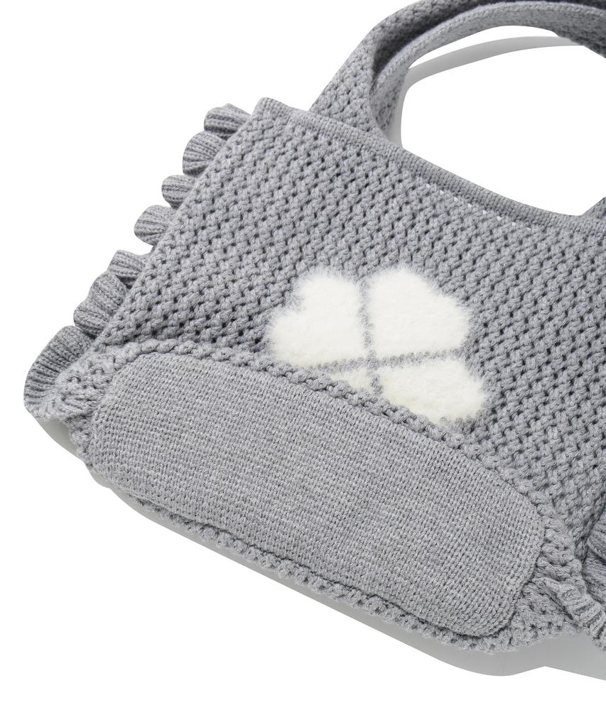 Covernat Woman Clover Heart Mini Knit Tote Bag Gray