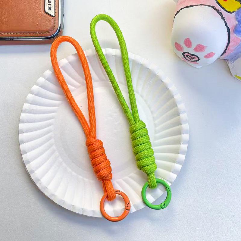 14CM Color Block Woven Plush Mobile Phone Lanyard & Anti-Lost Keychain Rope