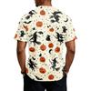 Men's Halloween Short Sleeve Henley Shirt Pumpkin and Bat Print Casual Lightweight Breathable Top for Seasonal Wear