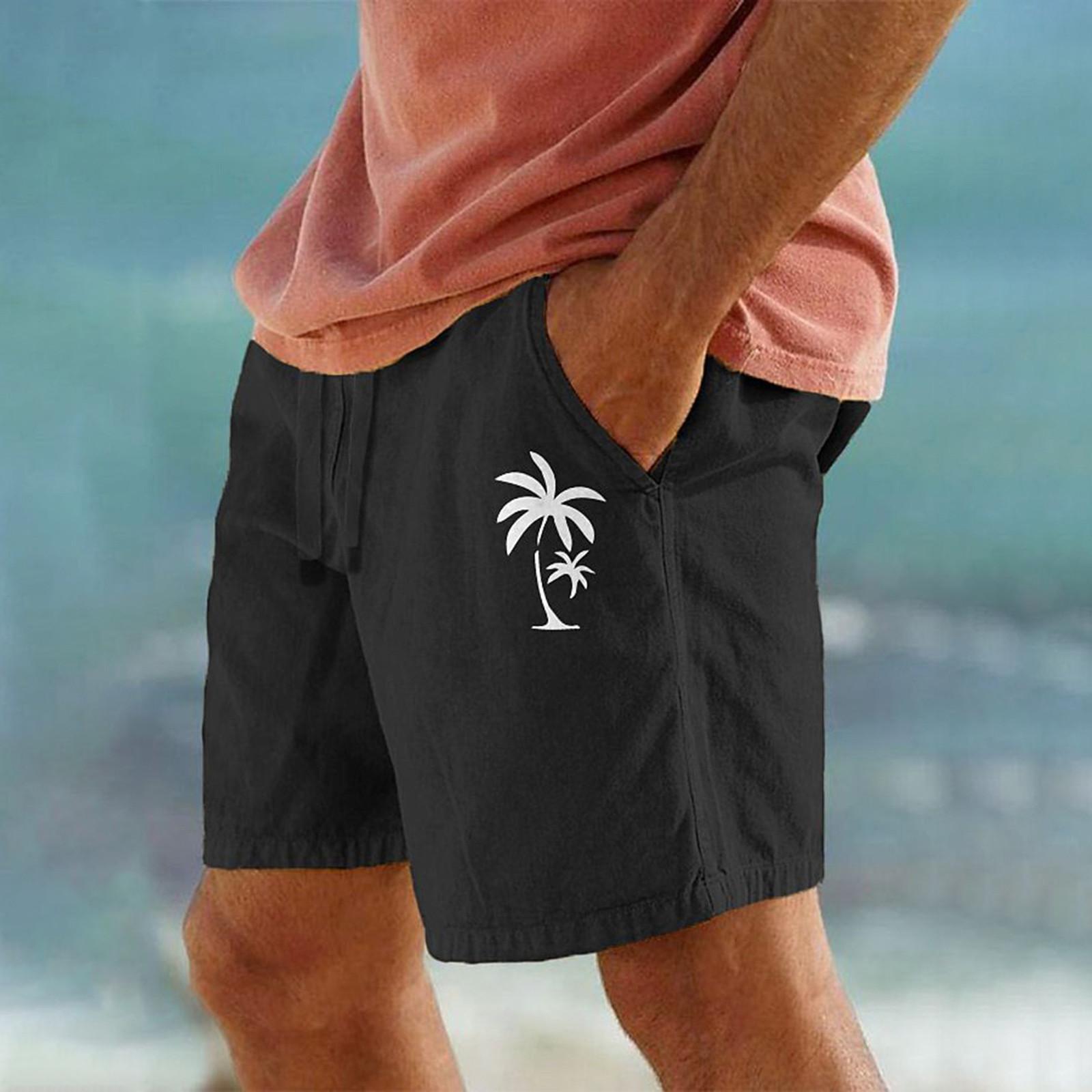 

Мужские спортивные хлопковые льняные повседневные свободные шорты Повседневные пижамы с карманами для бега Брюки XXL чёрный