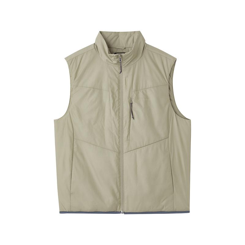 Skechers Outdoor Series Solid Color Stand Collar Zip Woven Vest Men vest Laurel-Oak Gray L424M009-04AU S