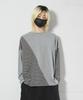 Deumakeu Asymmetrical Stripe Color Block Long Sleeve Gray