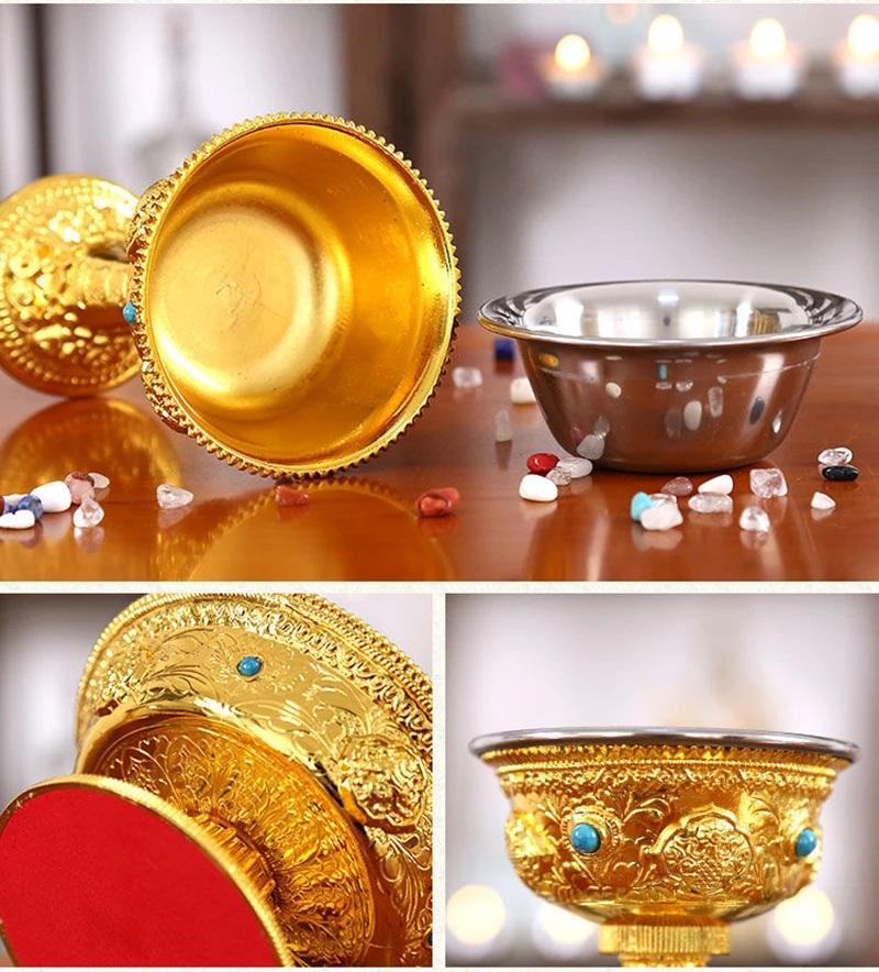 Buddhist Manza Protection Dharma CupTantric Alloy Handicraft, Tibetan Tribute, Gilt Buddhism Plate, Home Gift, Indoor Decorative