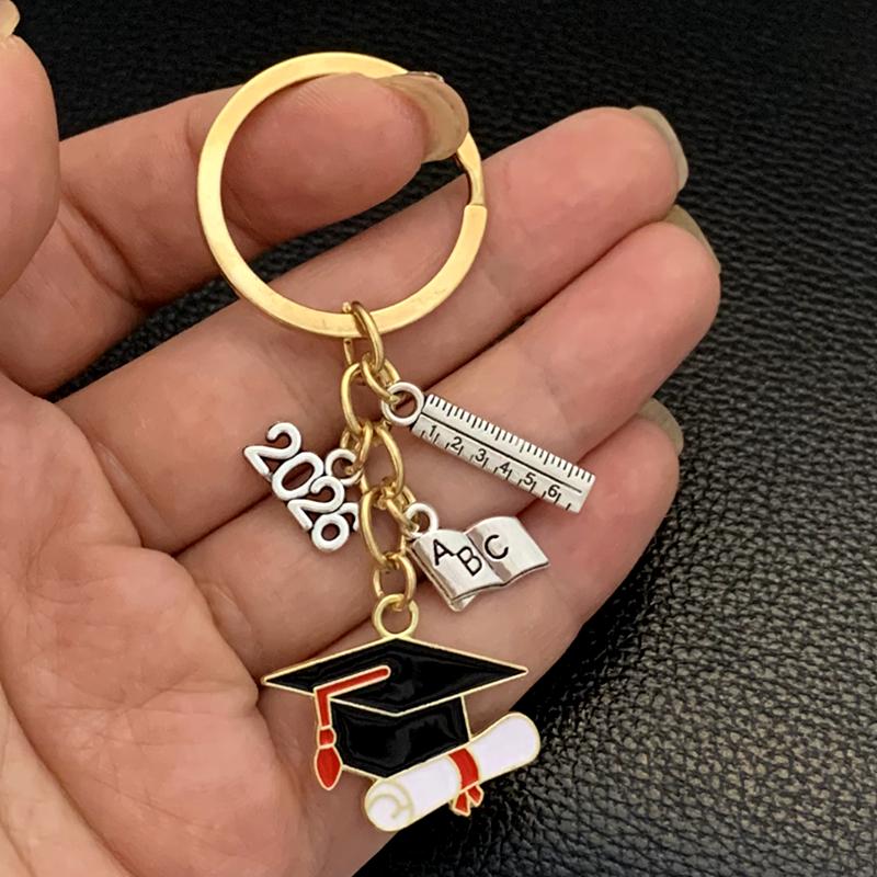 Graduation Gown Cap KeyChain Ring Student Women Jewelry Personalized Accessories Fashion Pendant Gifts Forever