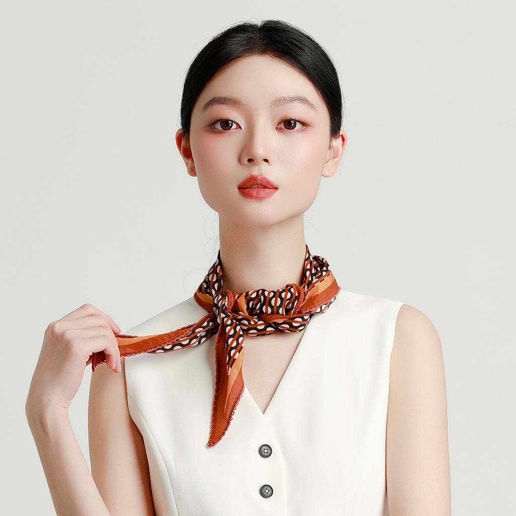 12mm 100% mulberry silk high-end fashion handmade crescent edge exquisite and versatile silk scarf for women