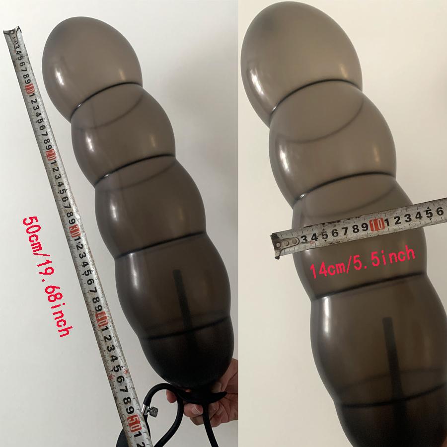 Expansion Diameter 14cm Inflatable Dildo Anal Plug With 5 Beads Built-in Silicone Column Huge Butt Plug Ass Dilator Anal Sex Toy