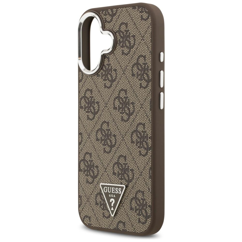 Guess 4G Triangle Logo MagSafe case for iPhone 17 brown silver
