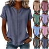 Women's Casual Loose Fit Short Sleeve T-Shirt with Round Neck Vertical Stripe Pattern Comfortable Lightweight Top for Everyday Wear