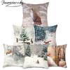 Fuwatacchi Merry Christmas Cushion Cover Animals Deer Pillow Cover Μαλακή μαξιλαροθήκη Σπιτιού Διακοσμητική για Καναπέ Μαξιλαροθήκη Θήκη