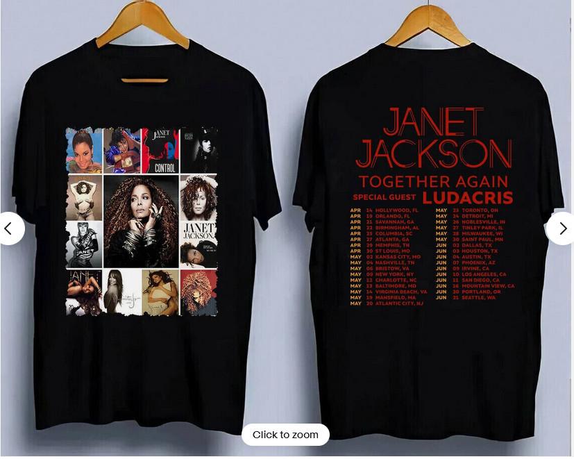 

26 Janet Jackson Together Again Tour 2023 Both Sides t shirt. Unisex T-Shirt L